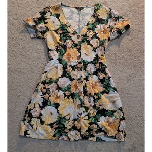 Miss Selfridge Yellow and Green Floral Mini Dress